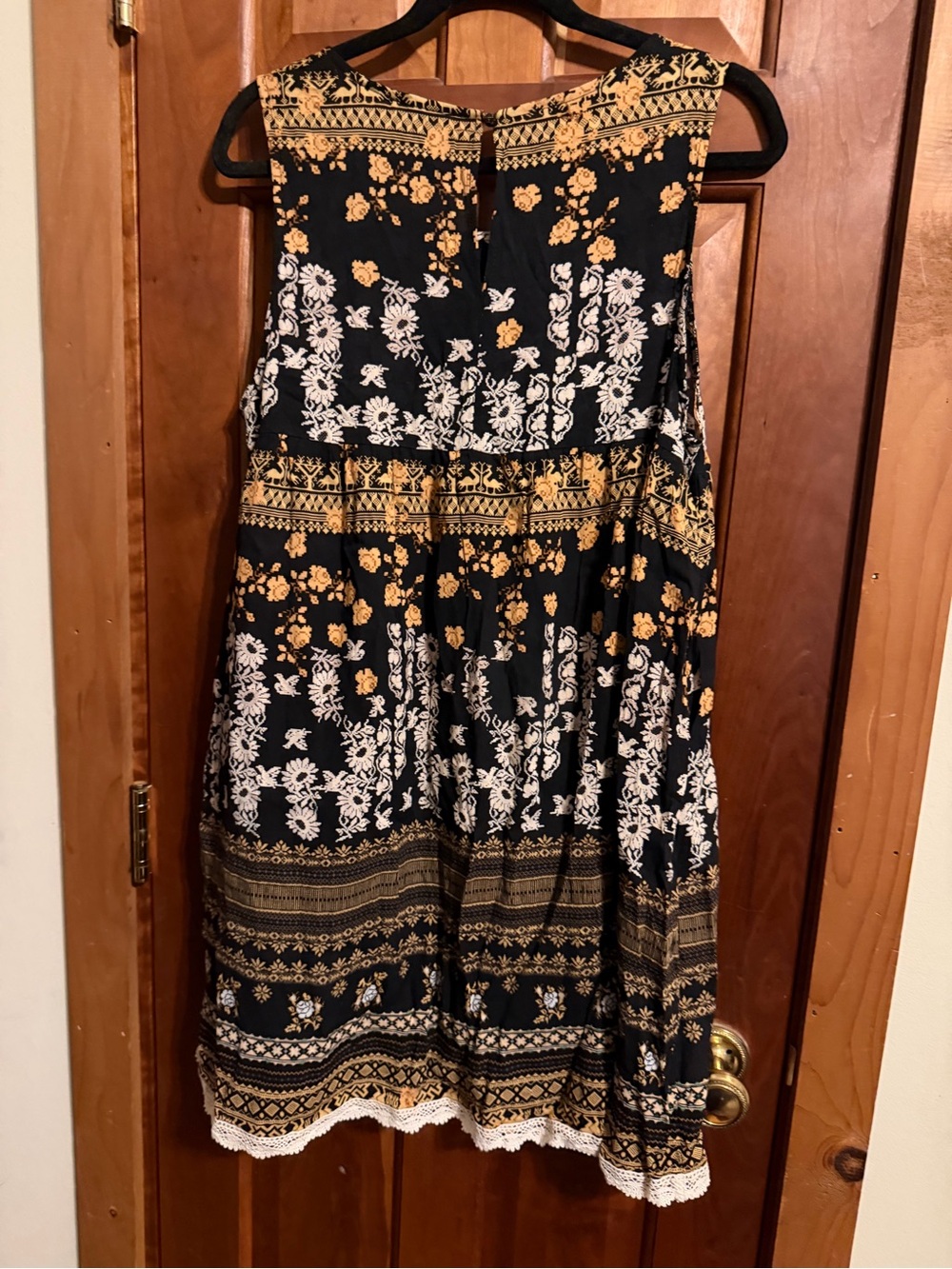 Hayden Black Dress with Cream and Gold Floral Print
